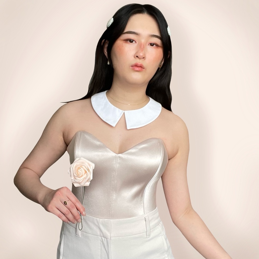 white peter pan detachable faux collar